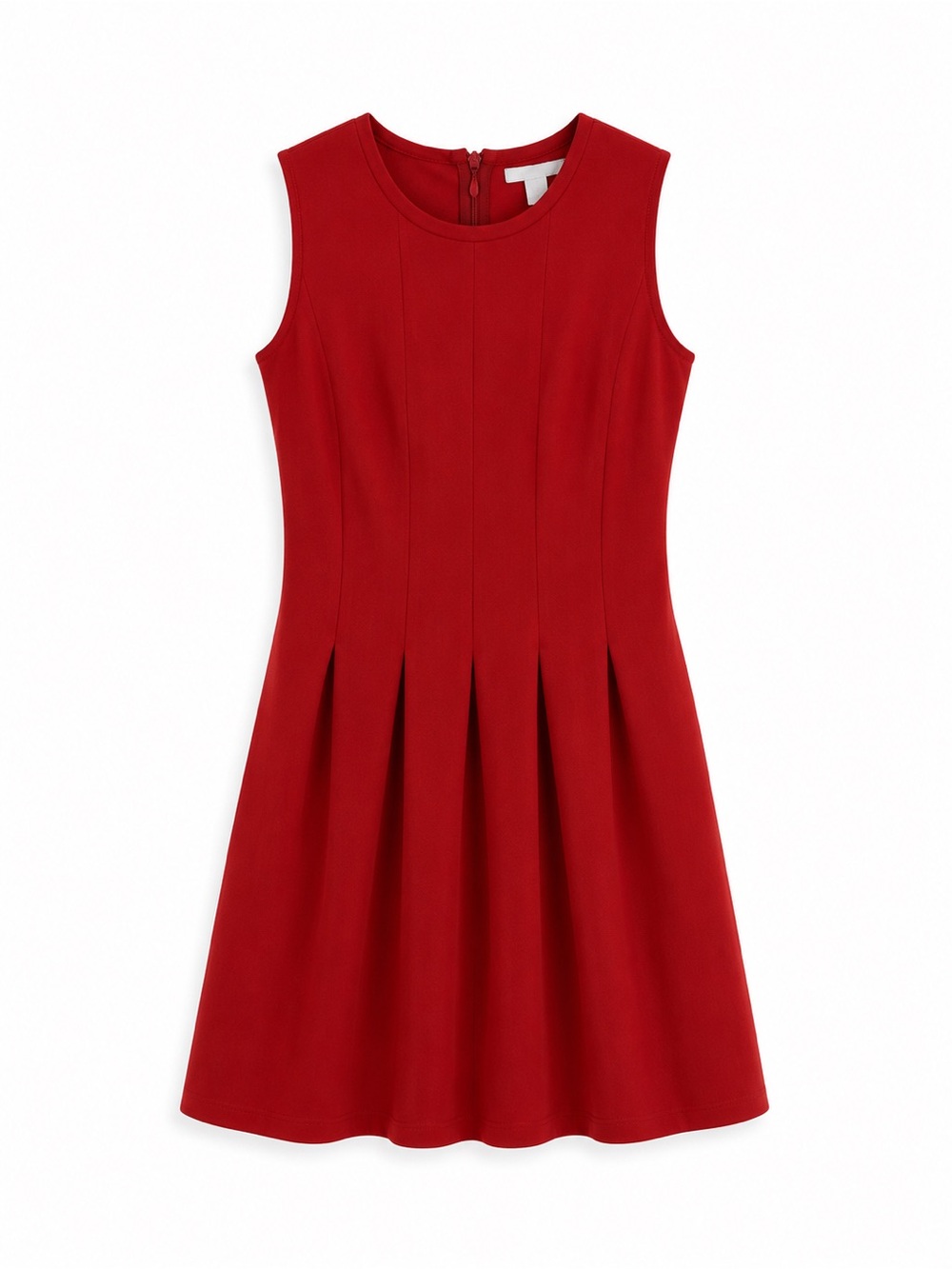H&M Sleeveless Pleated Fit-and-Flare Dress in Red